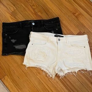 2 pair distressed denim shorts
